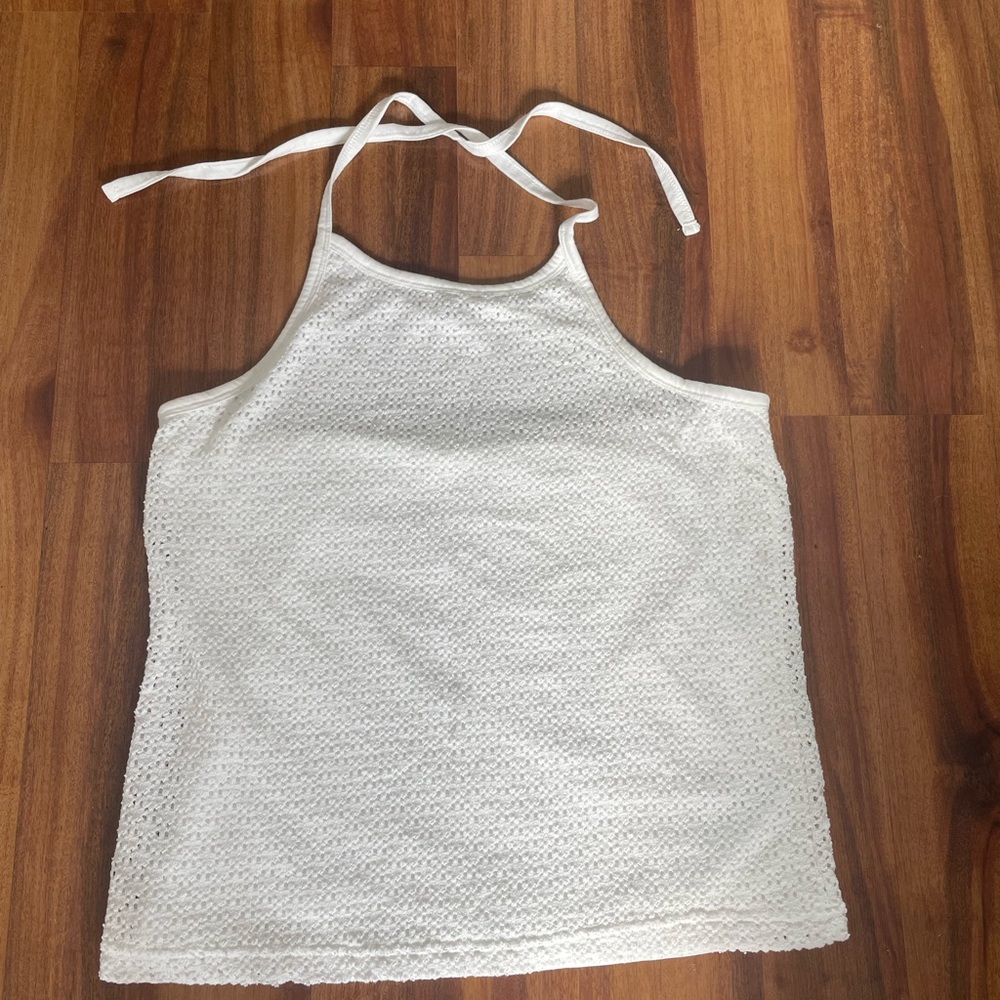 GAP eyelet white cotton lined halter top. Never worn. Adorable and nice weight.